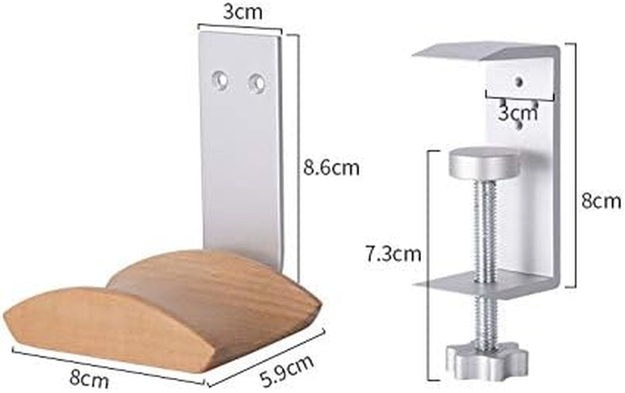 Beech Wood Clamp Type Headphone Holder Headset Stand Hanger Bracket Clamp Rack Hook for Audio,Studio & Gaming Headphones