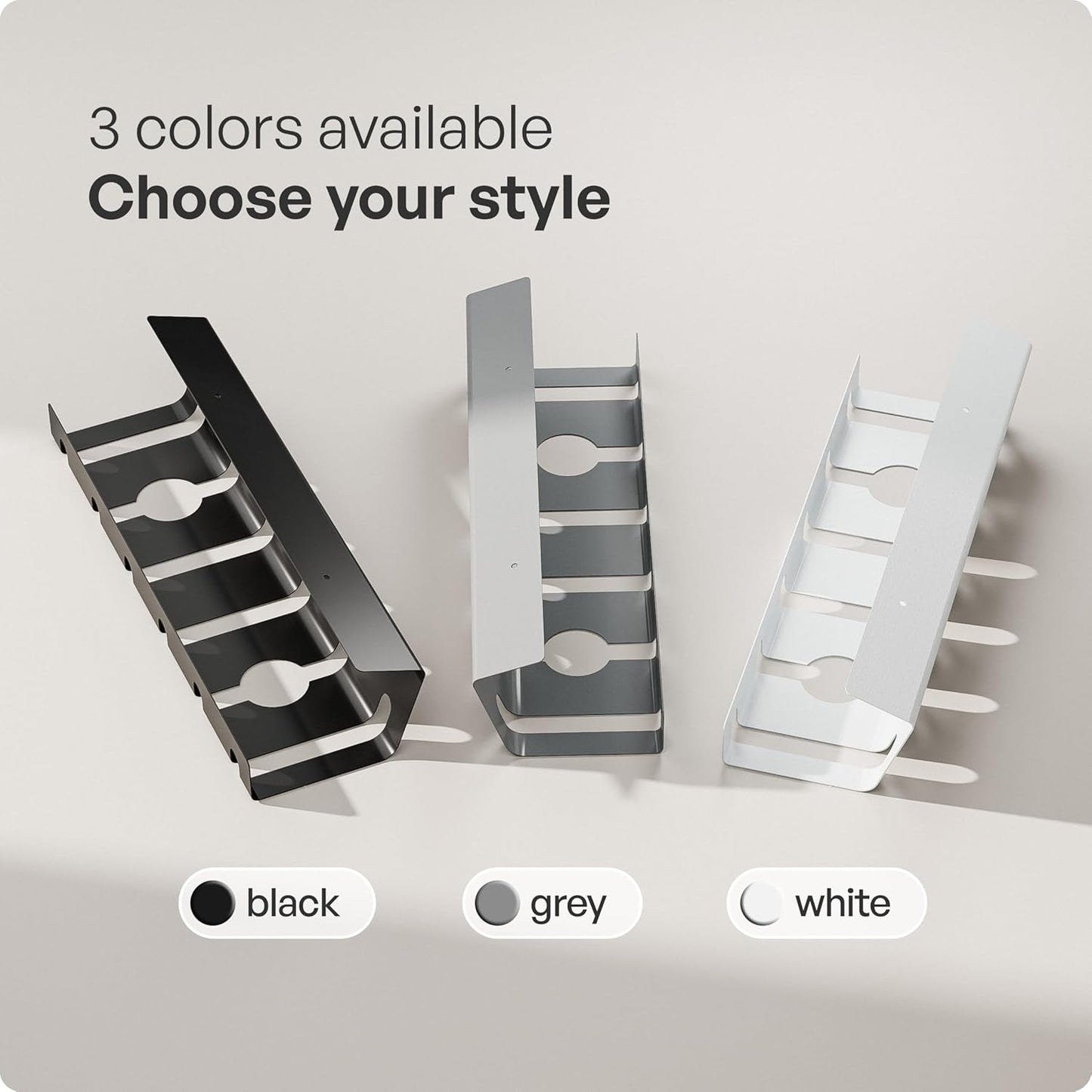 Cable Management under Desk for Easy Mounting Under-Table I Set of 3 - with 10X Cable Ties I Desk Organizer for Office/Home Office Table Thoughtful Cable Tray Holder